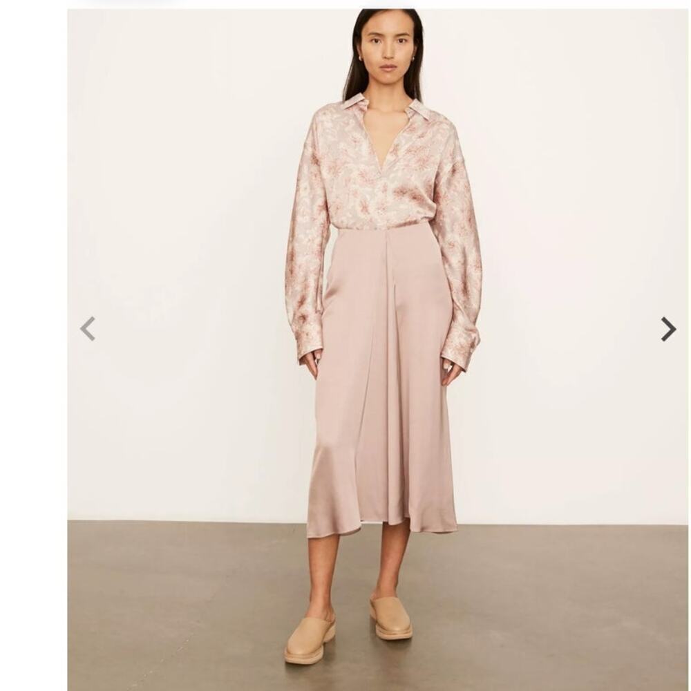 NWT Vince rose gold pink pleated midi draped skirt size 4
